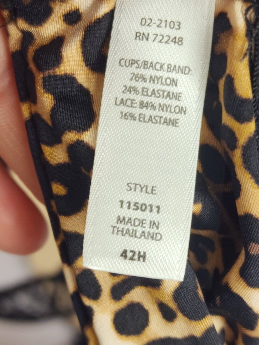 Paramour Felina Carolina Seamless Plunge Bra 42H Leopard Lace Racerback NWT - Picture 5 of 10